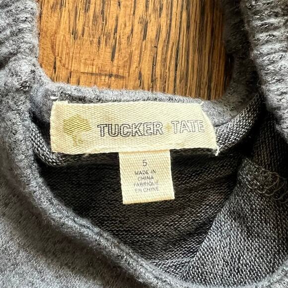 New Tucker & Tate Girl's Tiered Cozy Gray Slub Comfortable Short Sleeve Dress 5 - Picture 2 of 3